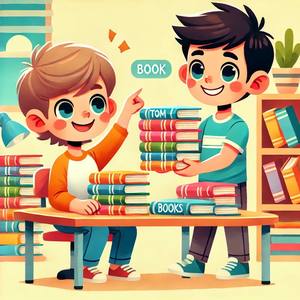 Tom heeft 18 boeken en krijgt er 16 bij. Hoeveel boeken heft Tom nu?